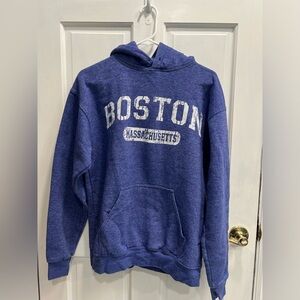 BOSTON MASSACHUSETTS Blue Cotton Blend Hoodie SIZE MEDIUM Pre Loved MISSING TIES